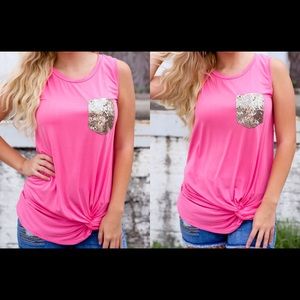 Boutique sequin pocket tank